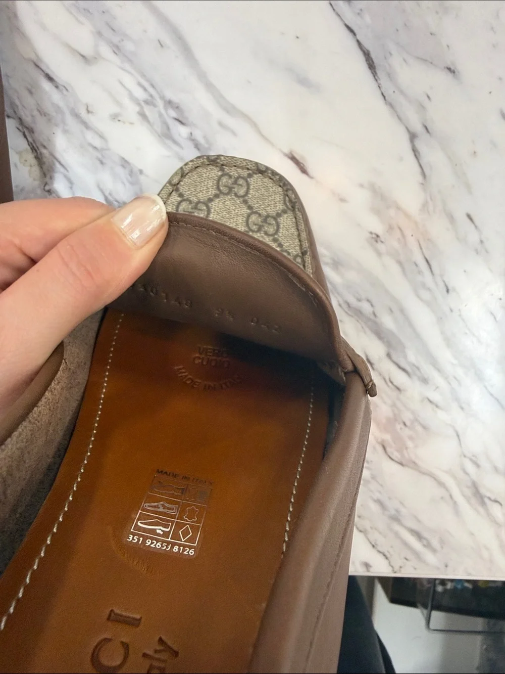 Gucci Brown GG Canvas & Leather Signature Loafers